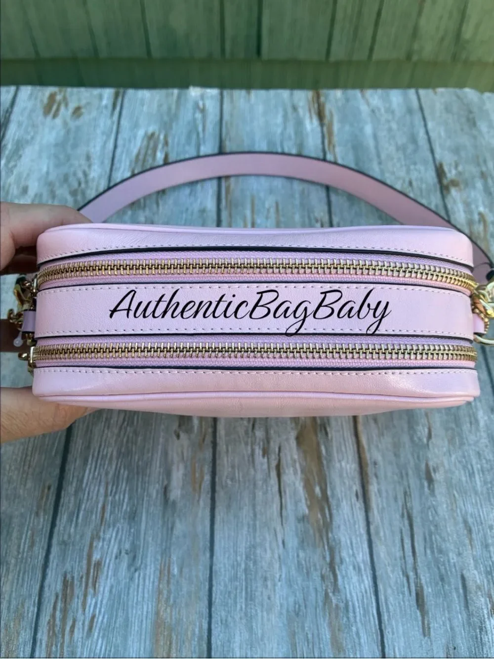 Coach Mini Carey Crossbody Bag In Light Pink Shiny Leather Purse
